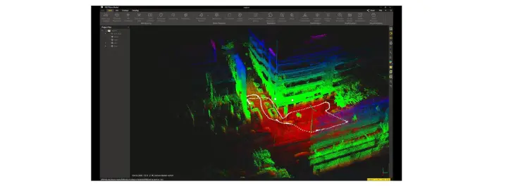 Large-scale 3D point cloud processing and structure analysis in FJD Trion Model software.